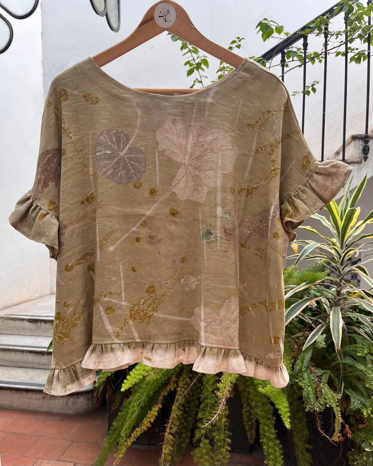 Top ELEMENTAL lino ecoprint VERDE 1 *25%OFF*