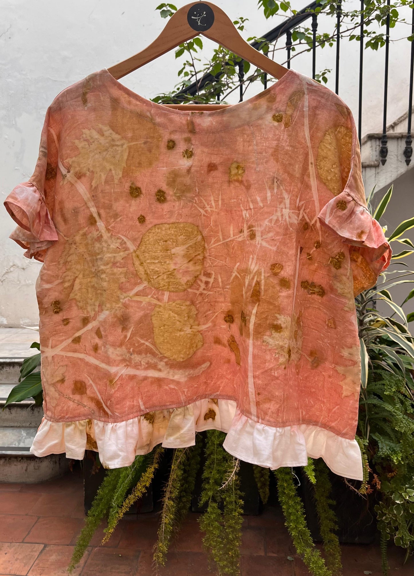 Top ELEMENTAL lino ecoprint ROSA 1 *25%OFF*