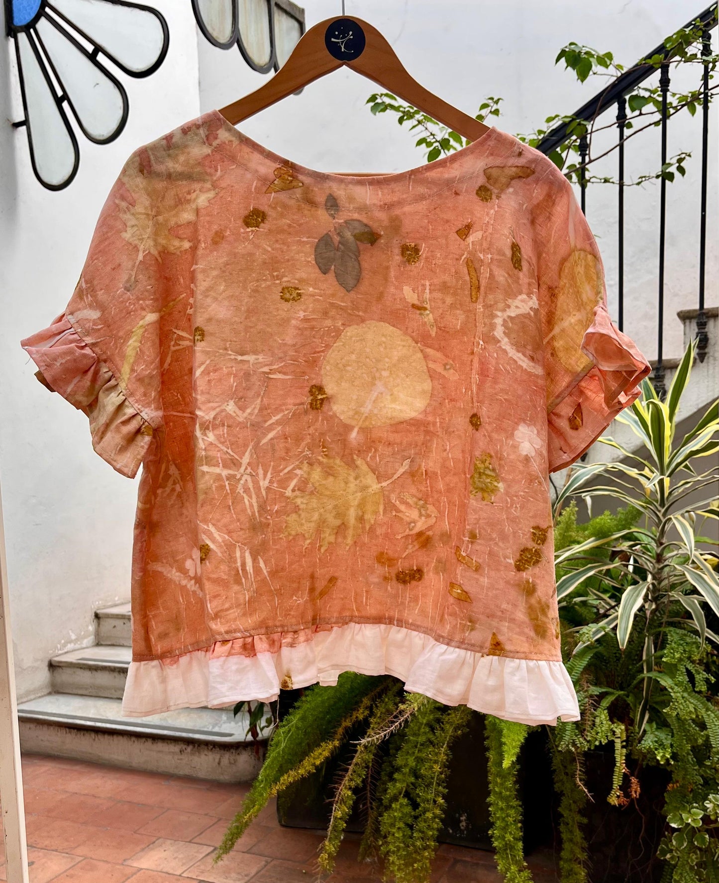 Top ELEMENTAL lino ecoprint ROSA 1 *25%OFF*