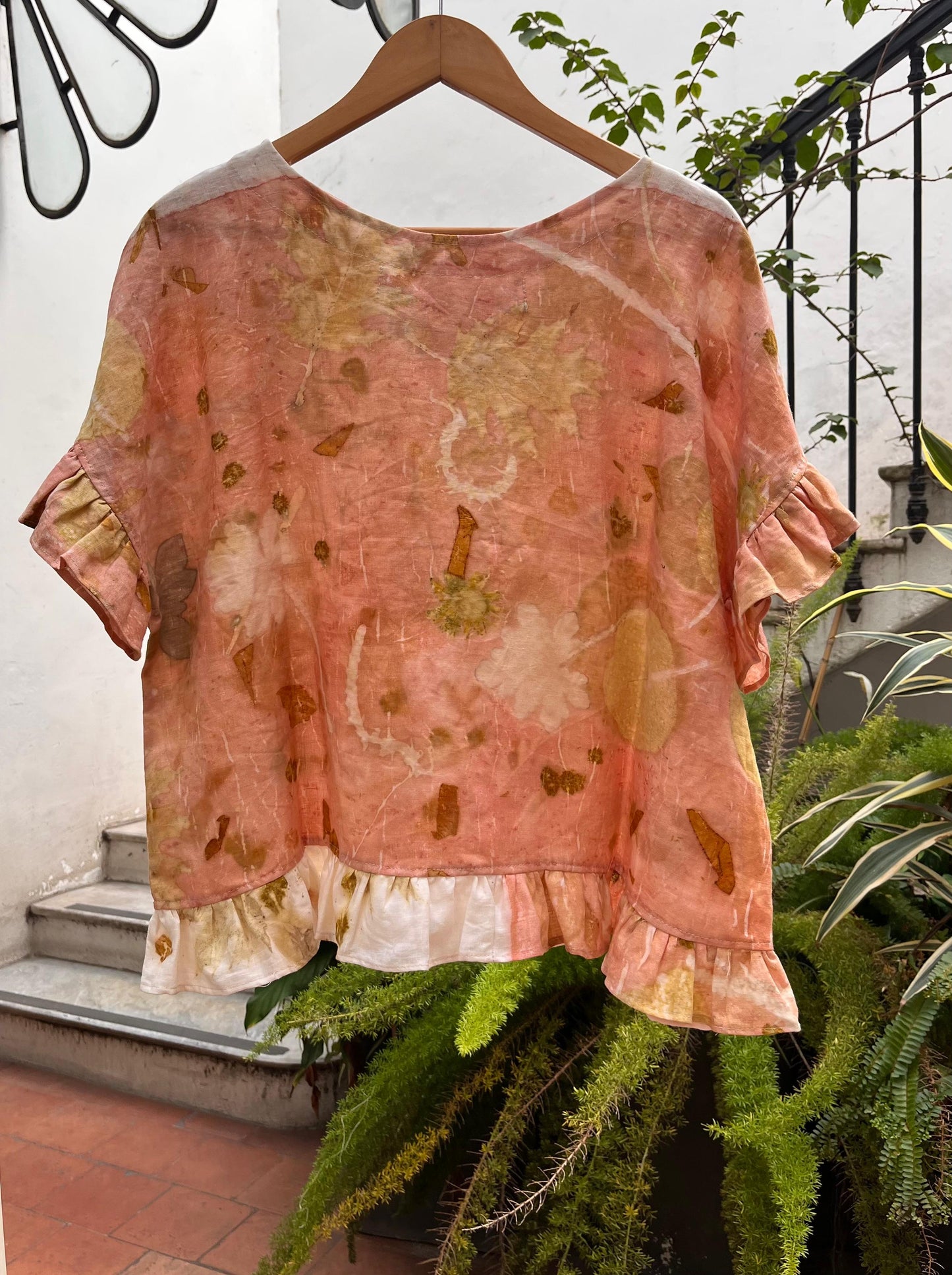Top ELEMENTAL lino ecoprint ROSA 1 *25%OFF*