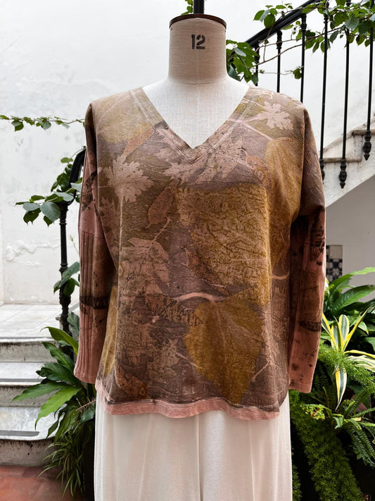 Remera VIDA ecoprint rosa/gris 20% off