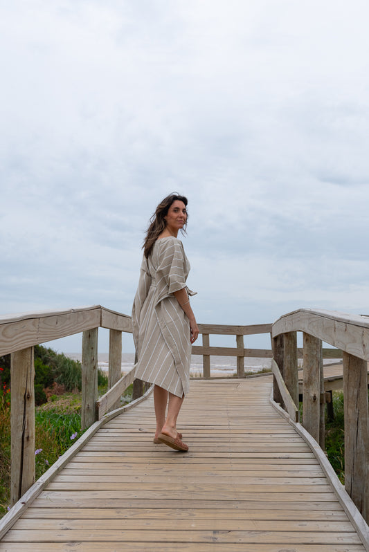 Túnica LIBERTAD rayas arena/blanco