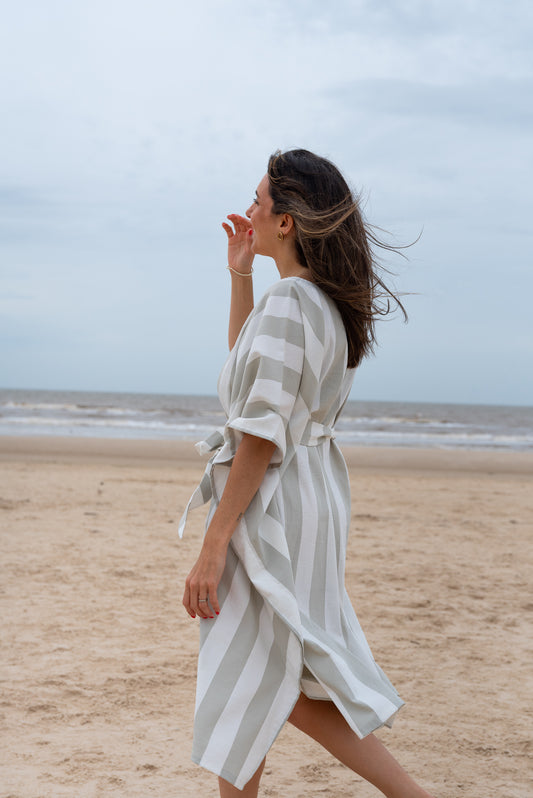 Túnica LIBERTAD rayas anchas gris/blanco