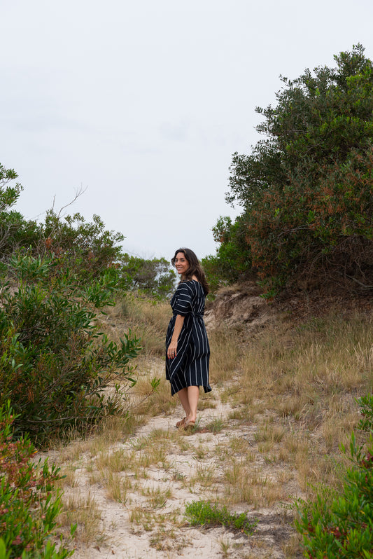 Túnica LIBERTAD rayas negro/blanco